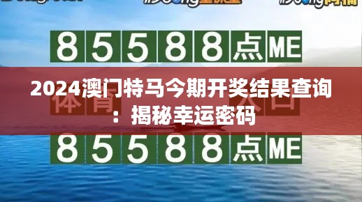2024澳门特马今期开奖结果查询:揭秘幸运密码
