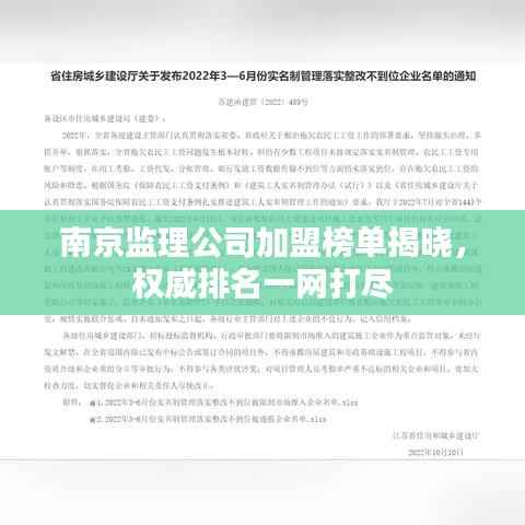 南京监理公司加盟榜单揭晓,权威排名一网打尽