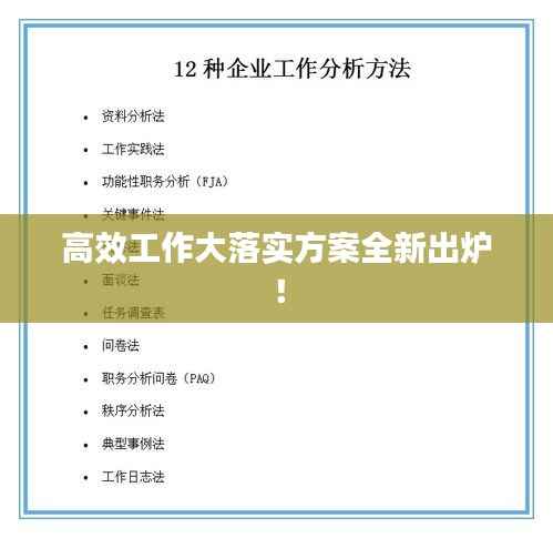高效工作大落实方案全新出炉!